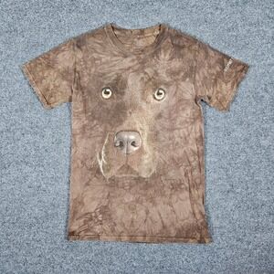 The Mountain Mens T Shirt Dog Face Graphic Print Brown Short Sleeve Size Small
